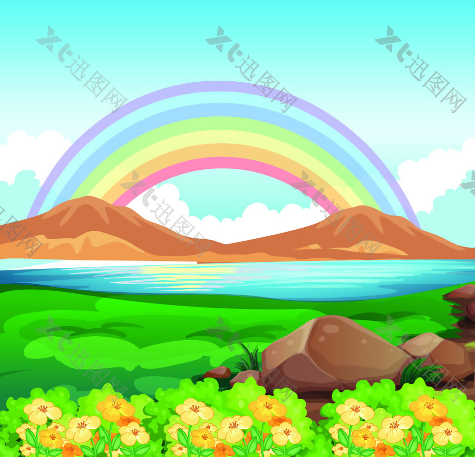 大自然风景彩虹矢量素材