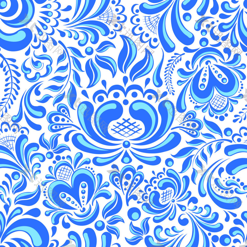 青花瓷蓝色纹理矢量素材