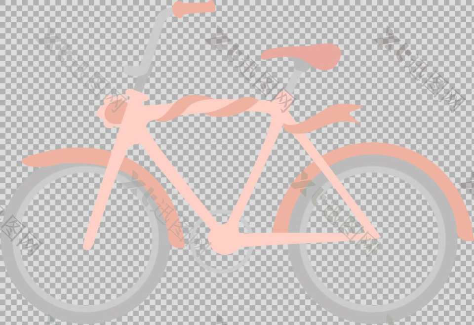 手绘粉色自行车插画免抠png透明图层素材