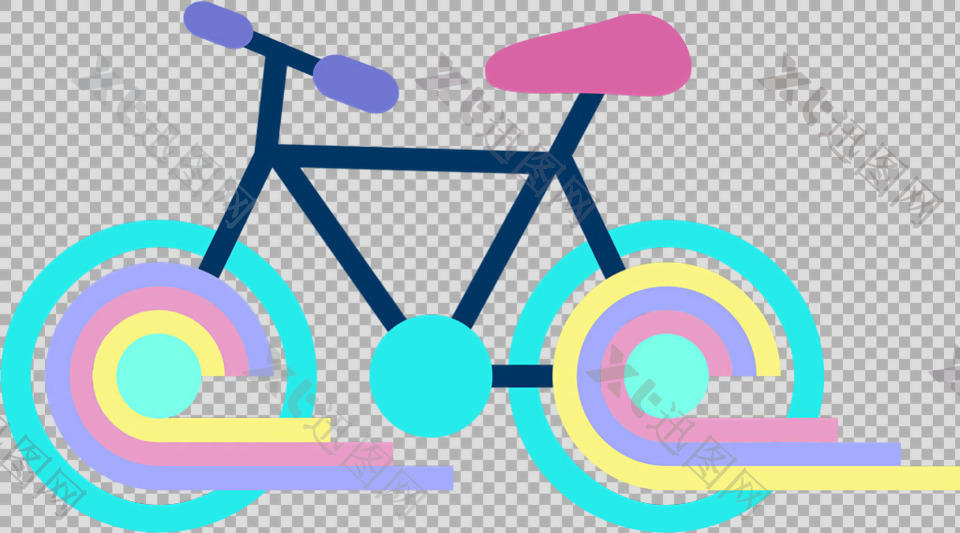 抽象单车自行车插画免抠png透明图层素材