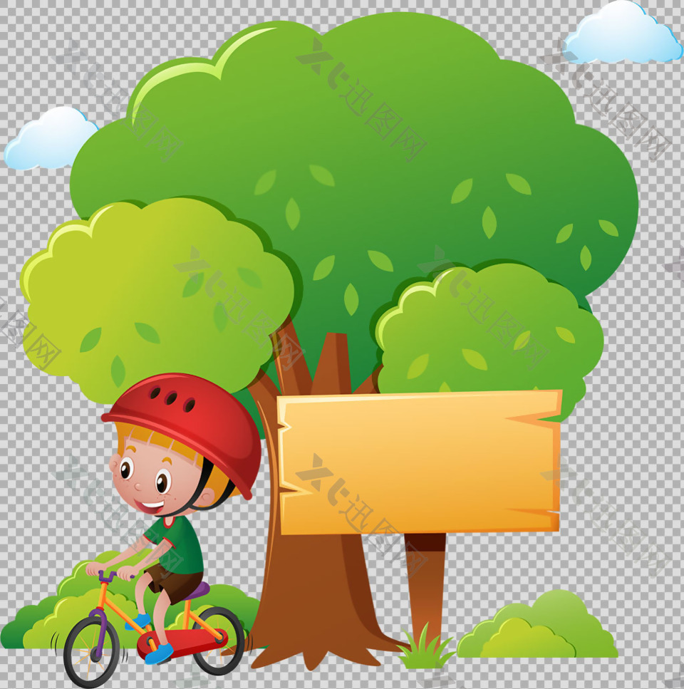 儿童野外骑自行车免抠png透明图层素材