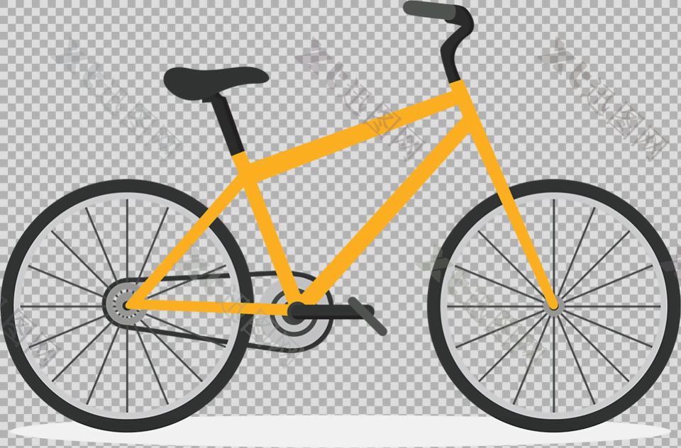 黄色单车自行车插画免抠png透明图层素材