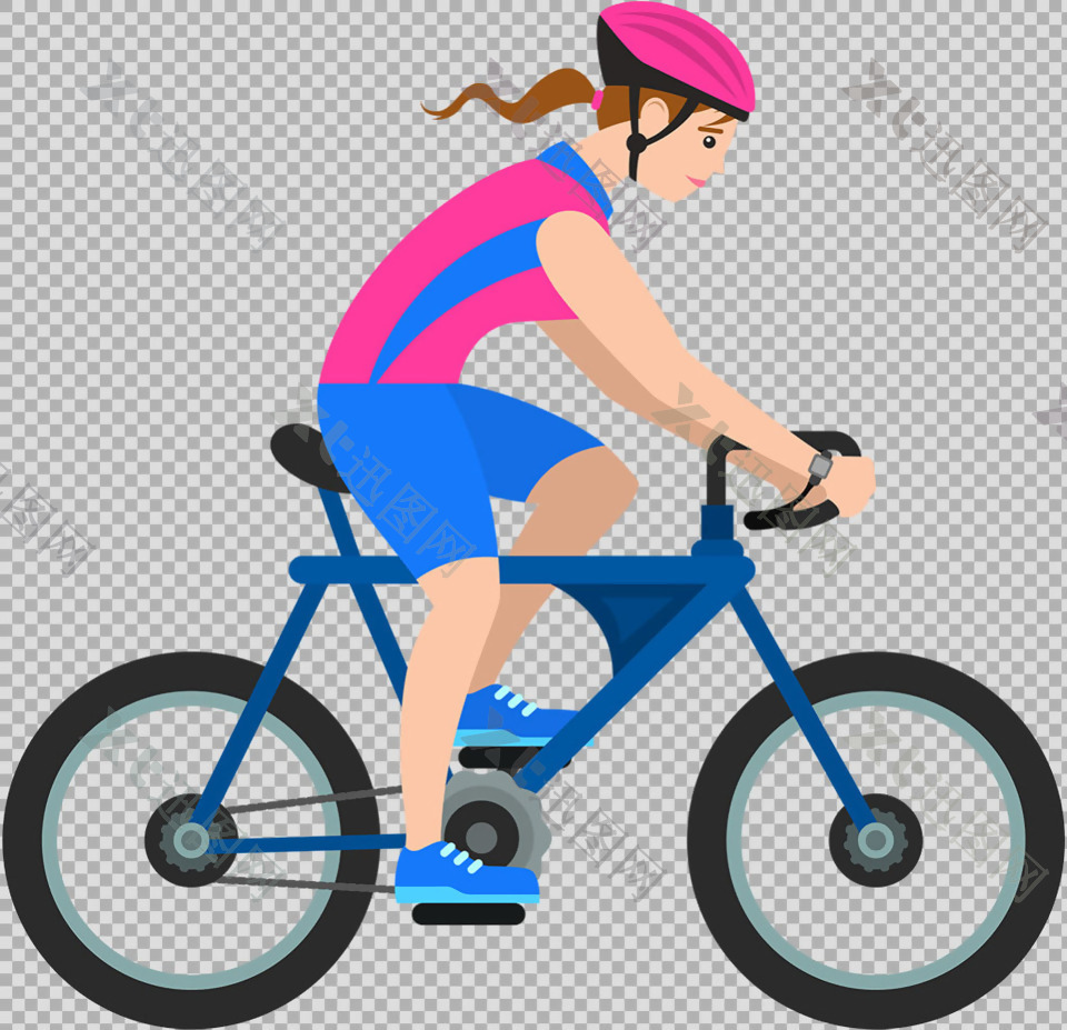 卡通车手骑自行车插画免抠png透明素材