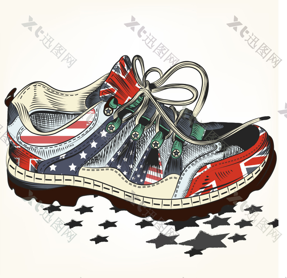 创意手绘运动鞋插画