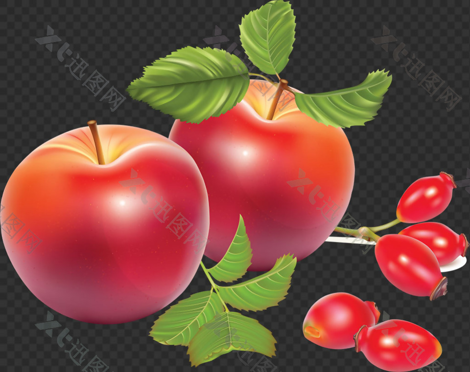 漂亮红颜色苹果免抠png透明图层素材