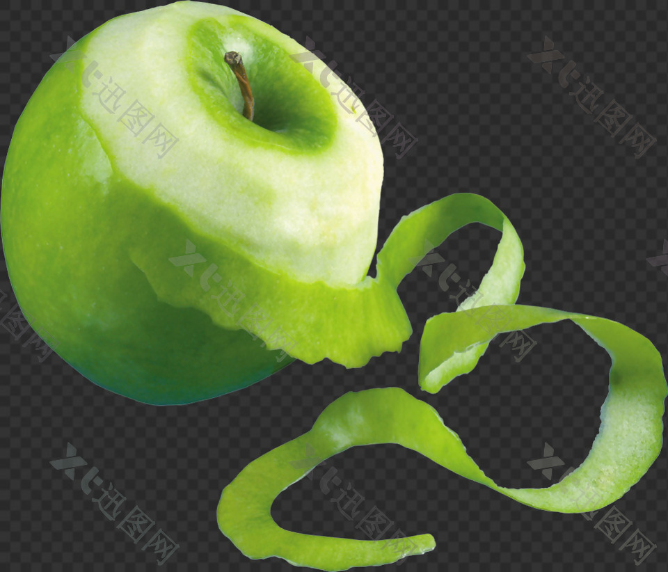 削皮的苹果图片免抠png透明图层素材