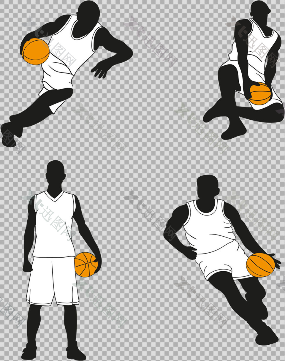 手绘黑人打篮球插图免抠png透明图层素材