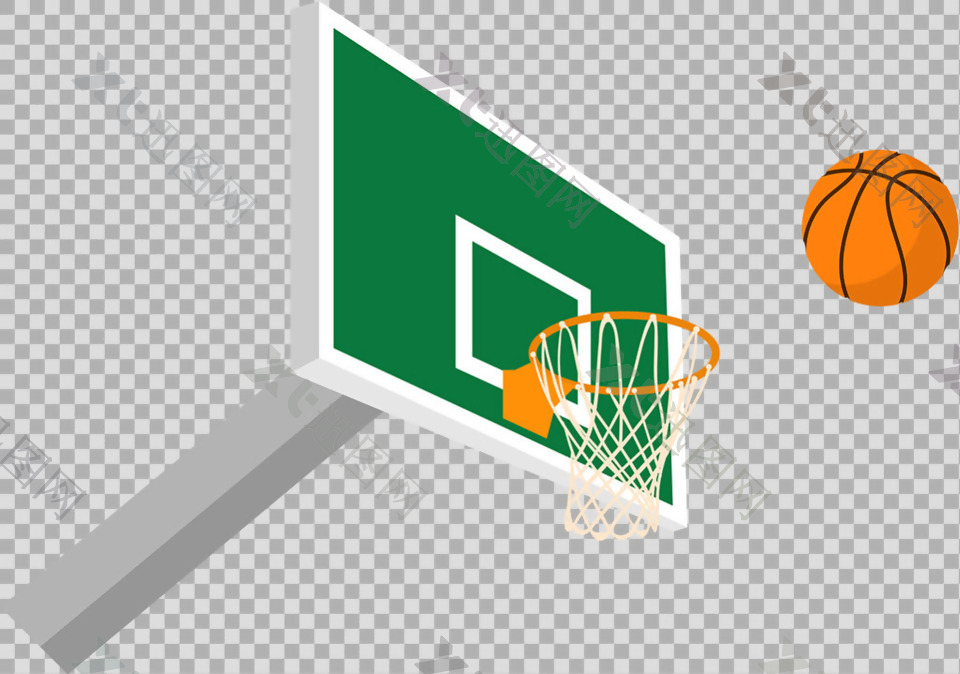 手绘篮球篮筐插图免抠png透明图层素材