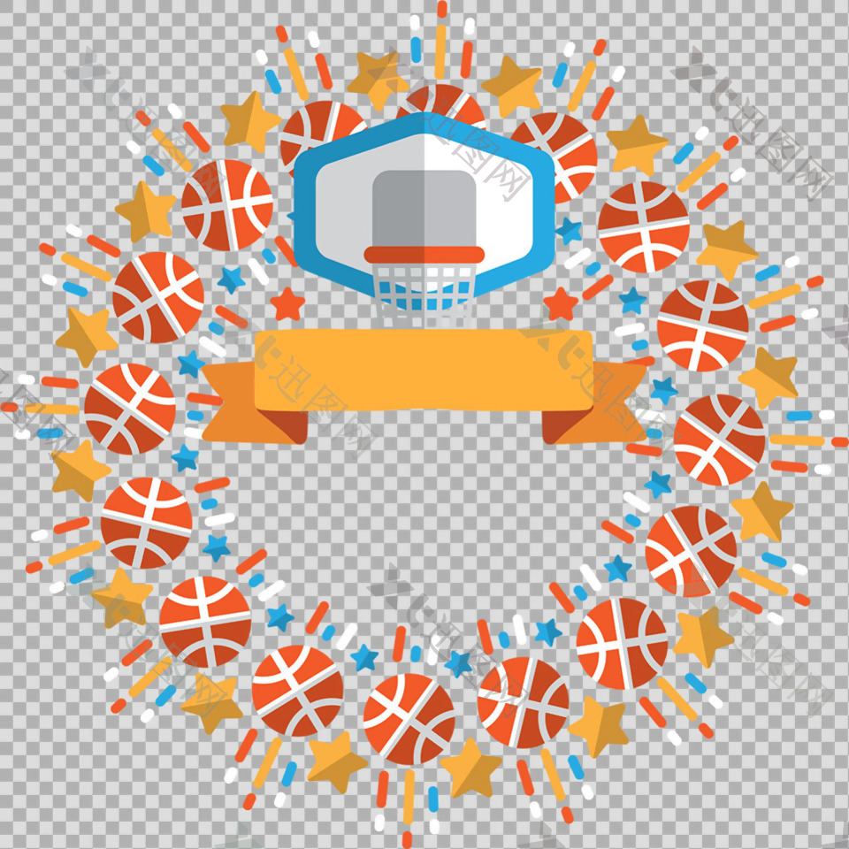 手绘篮球装饰插图免抠png透明图层素材