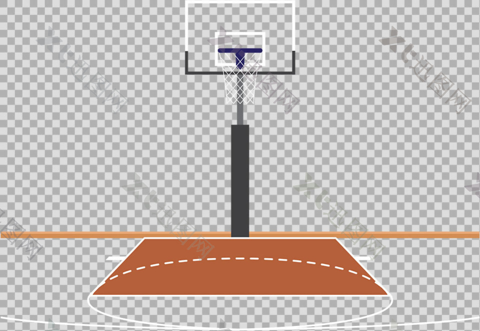 手绘篮球场地插图免抠png透明图层素材