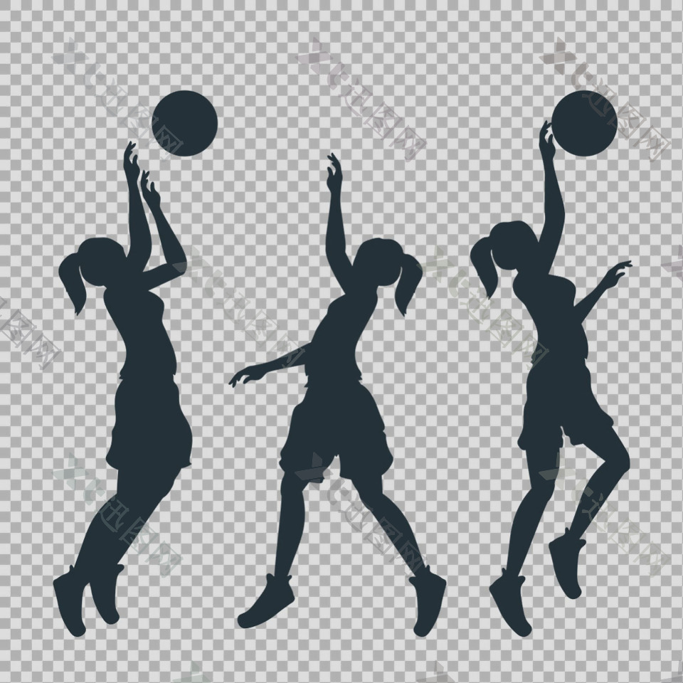 手绘篮球运动剪影免抠png透明图层素材