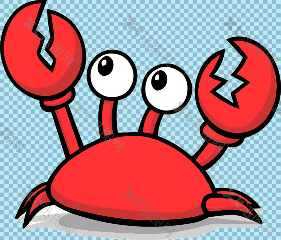 红色卡通螃蟹图案免抠png透明图层素材