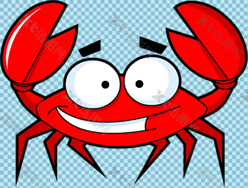 手绘红色卡通螃蟹图片免抠png透明素材