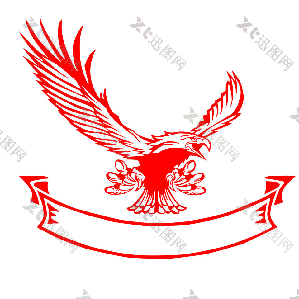 创意纯红色飞翔的鹰