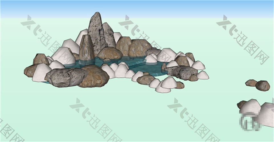 景观石头群石skp模型