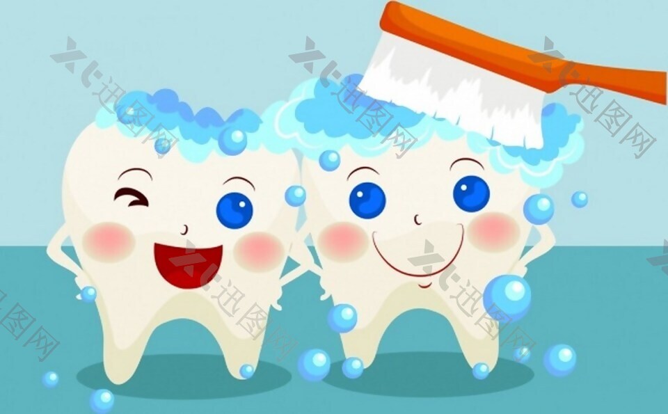 牙科宣传横幅可爱风格图标