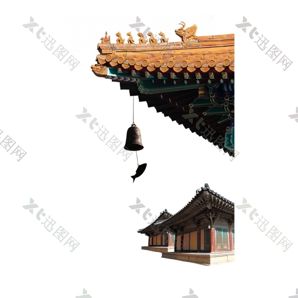 中国式房屋建筑png透明元素