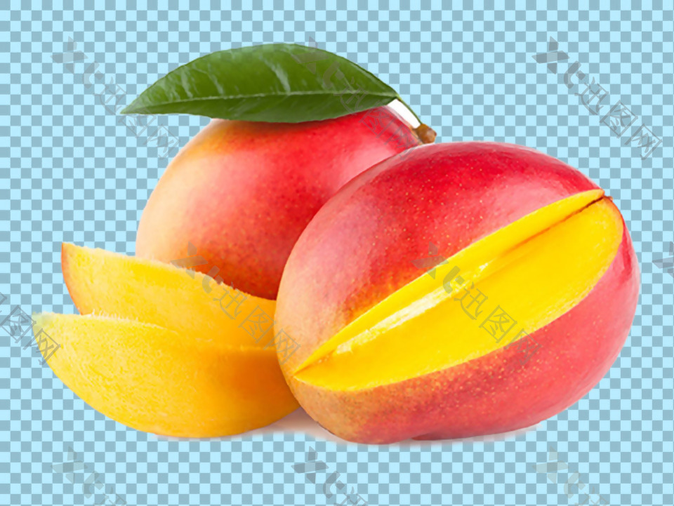 红色切开的芒果免抠png透明图层素材