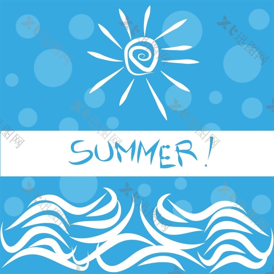 蓝色的阳光夏日度假沙滩椰树矢量素材s
