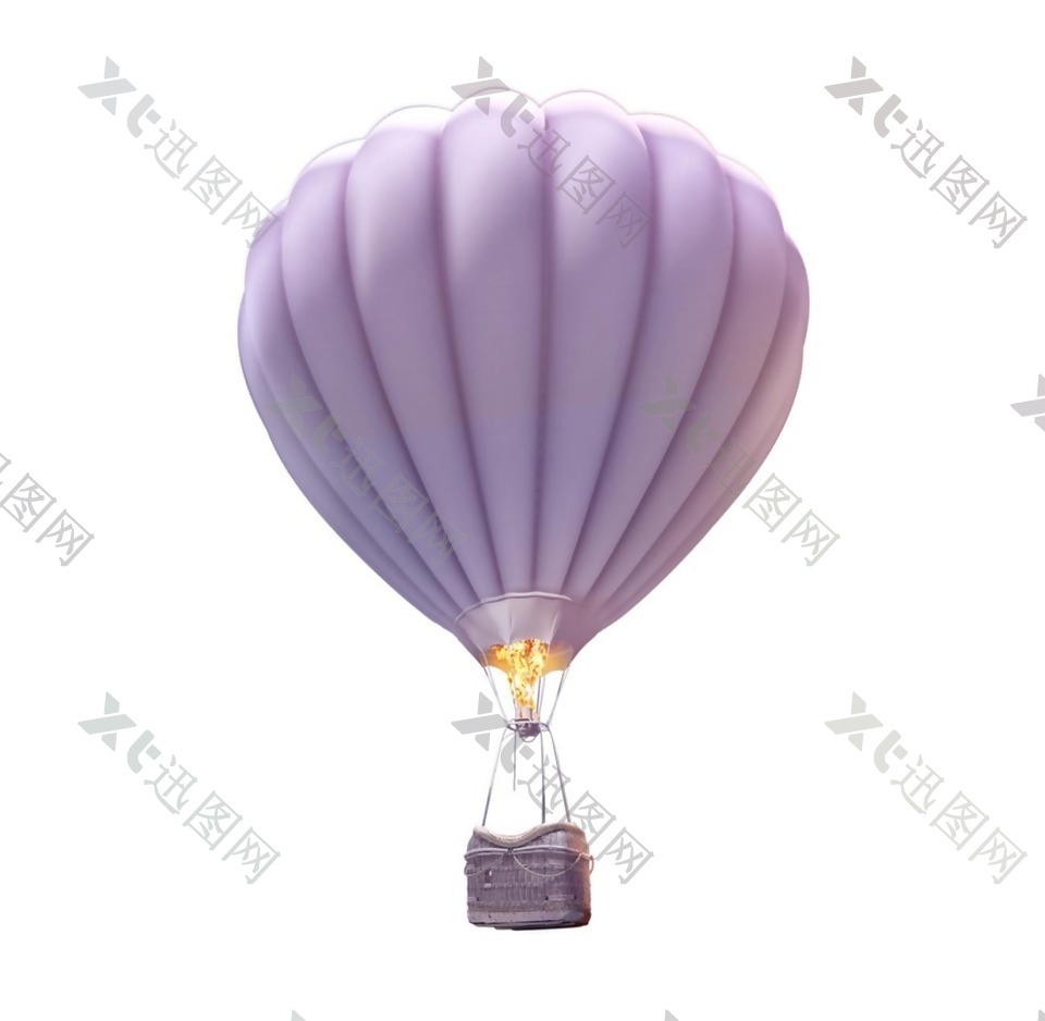 紫色热气球png免扣元素