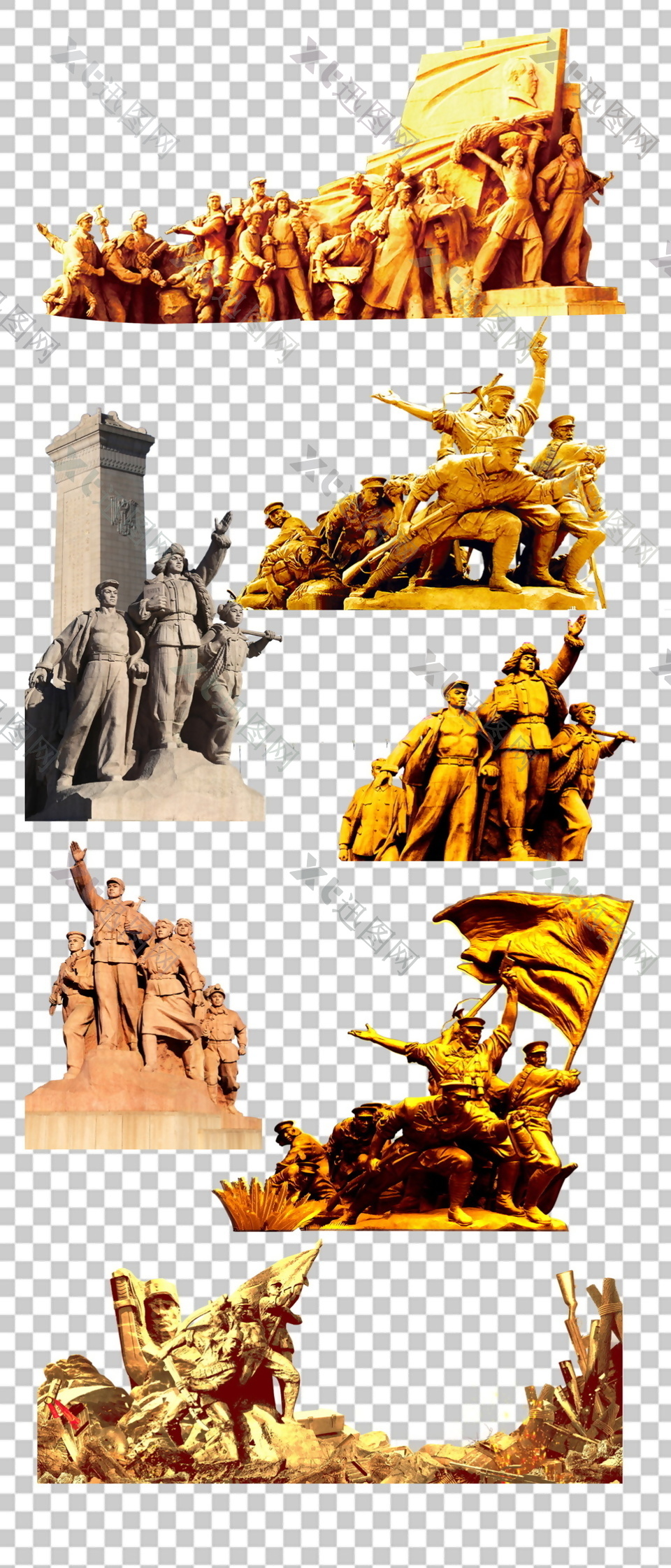 高清八一建军节革命人物雕塑素材