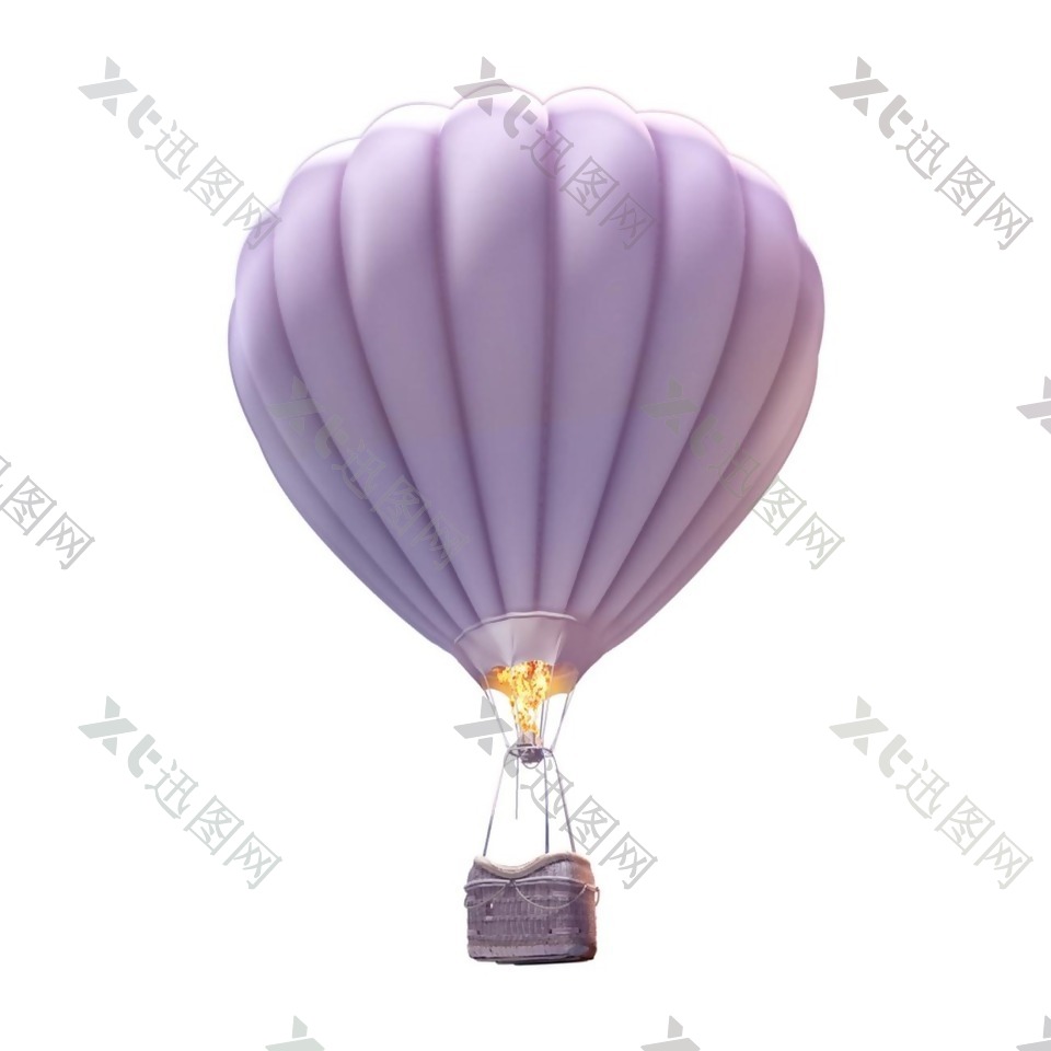 手绘紫色热气球元素