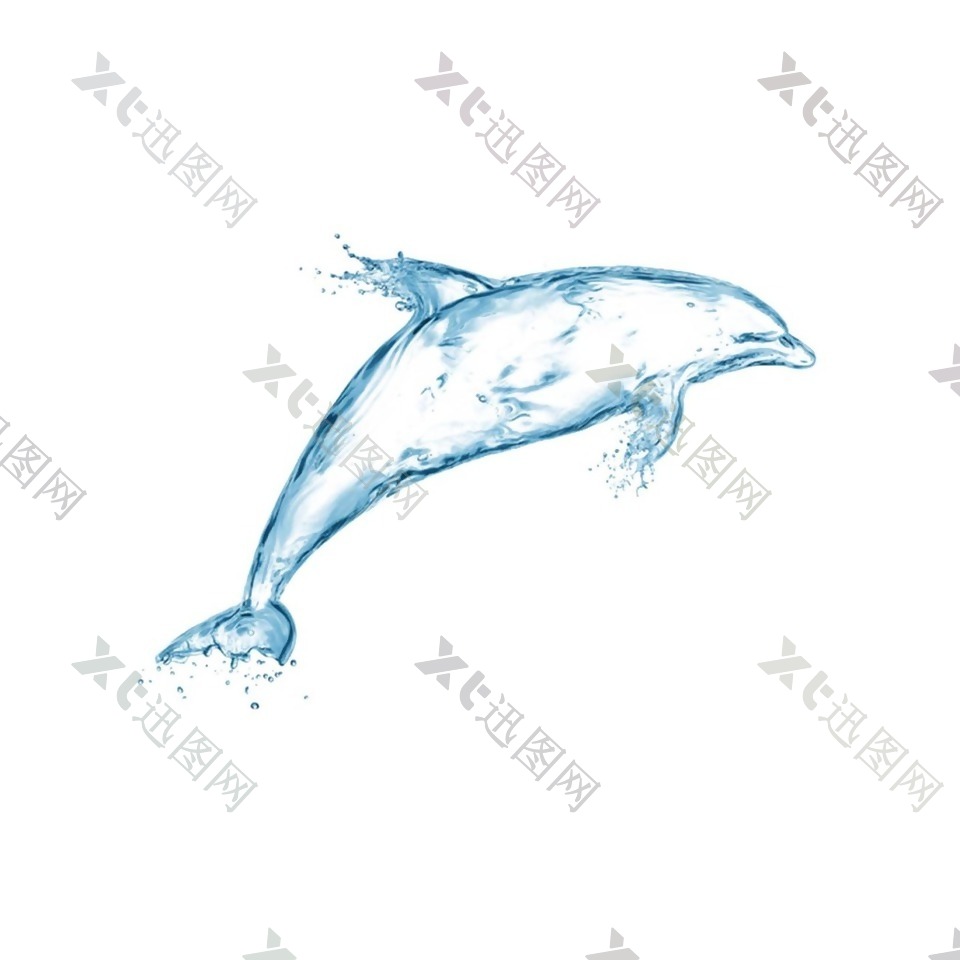 蓝色透明鲸鱼png元素