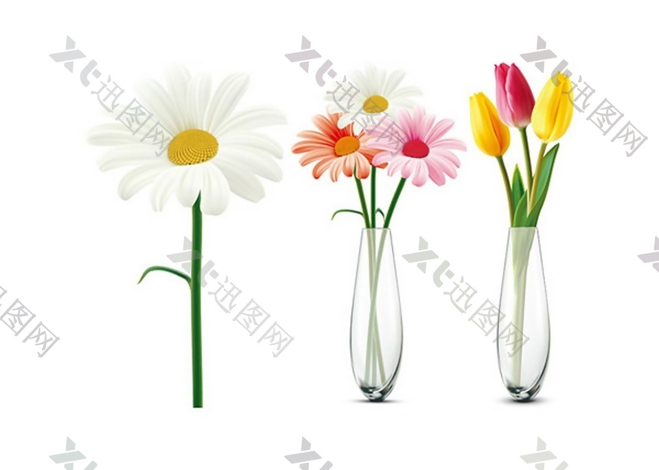 花朵与花瓶矢量素材