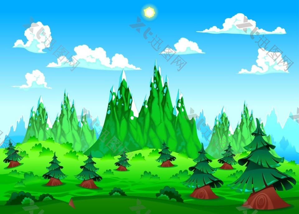 绿色清新森林插画