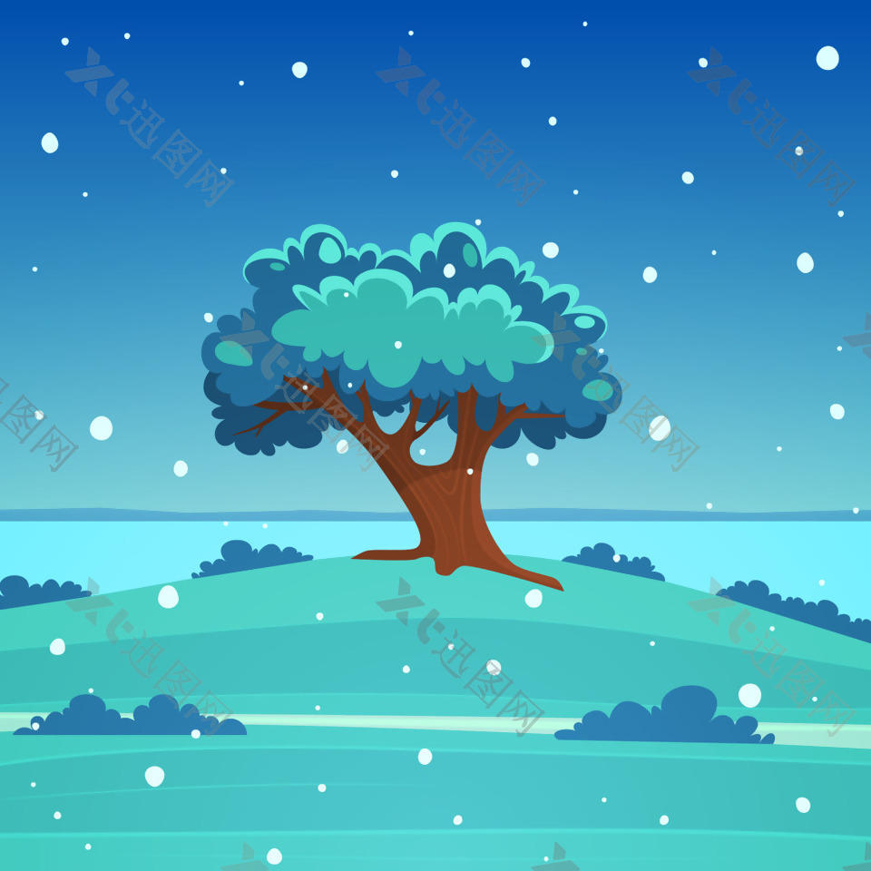 冬天里的大树插画