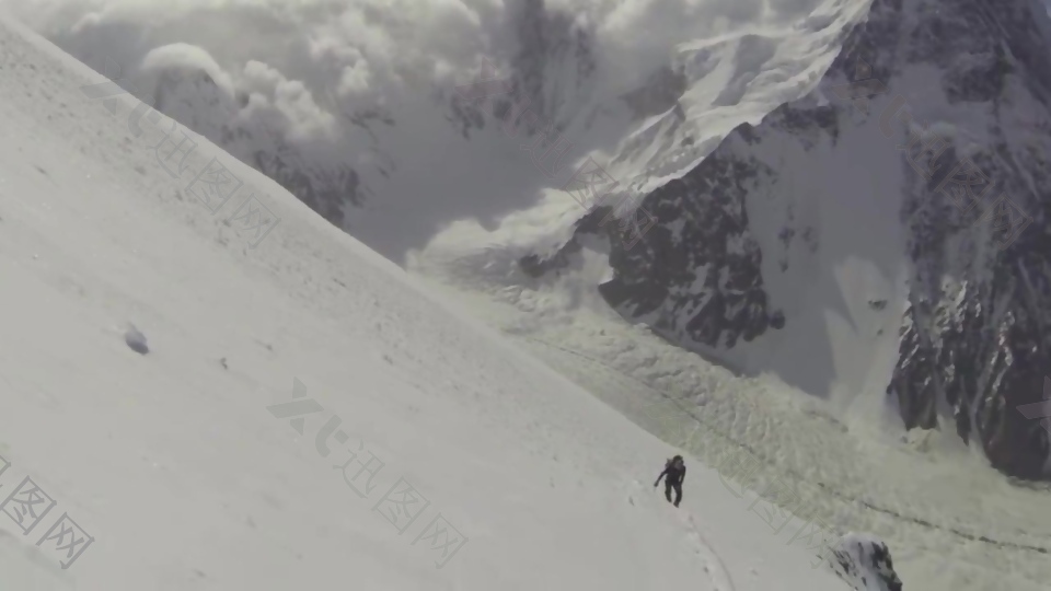 自然雪山滑雪视频素材
