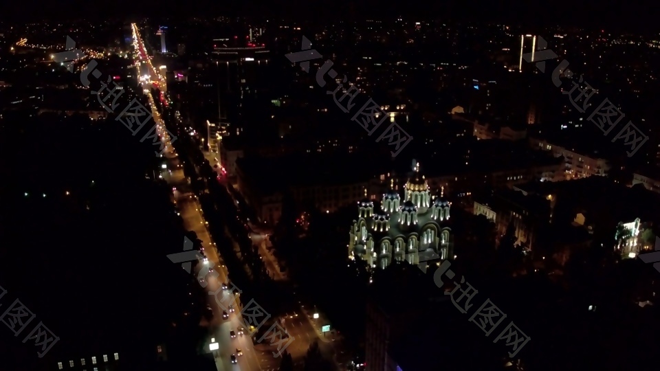 城市马路灯光夜景视频