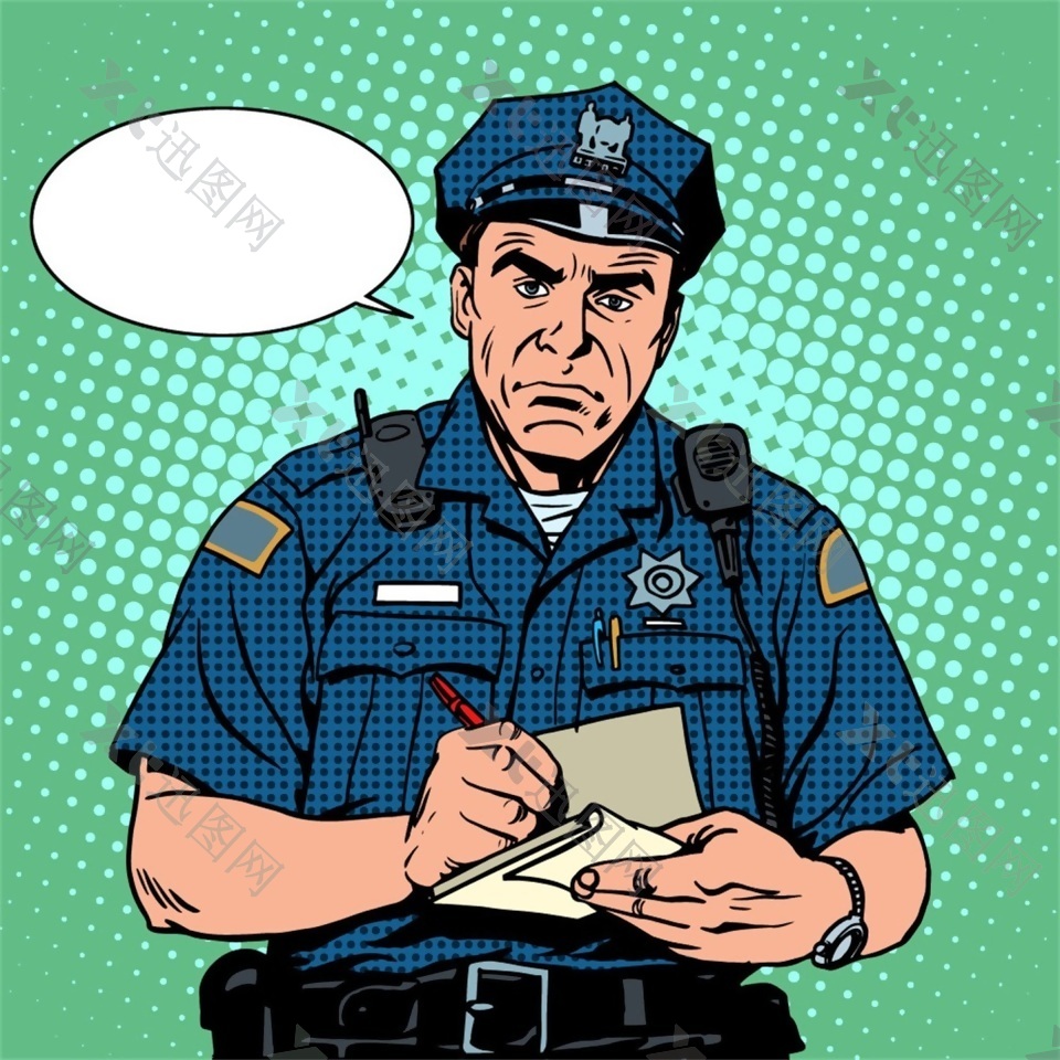 警察海报漫画风格人物矢量素材