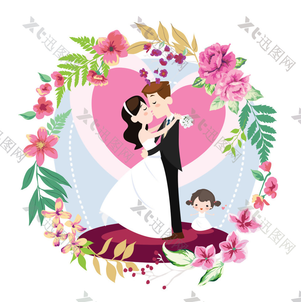小清新花环婚礼logo