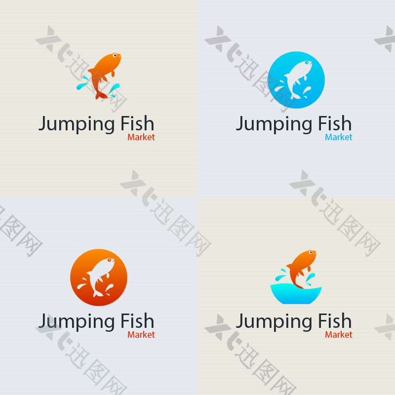 跳跃鱼矢量标识