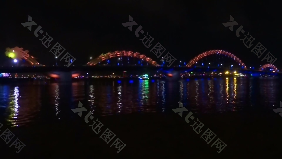 城市河畔夜景视频