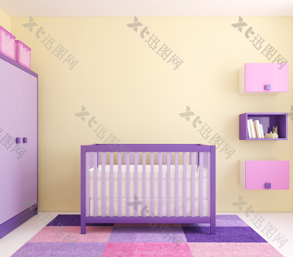 紫色优雅儿童房效果图图片