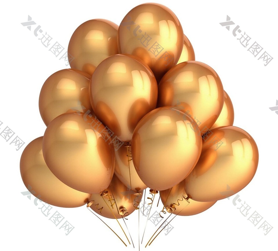 手绘金色气球元素