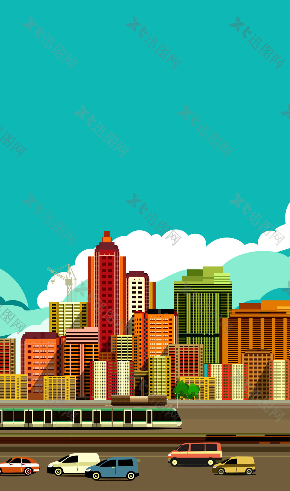 城市建筑风景插画