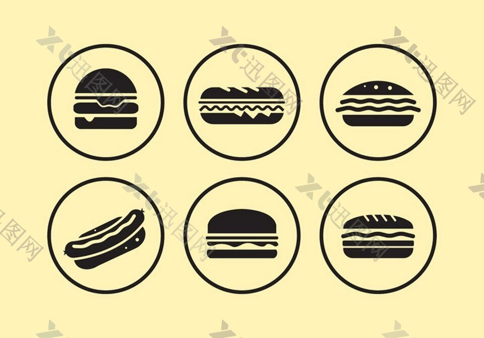 黑色汉堡图标矢量素材