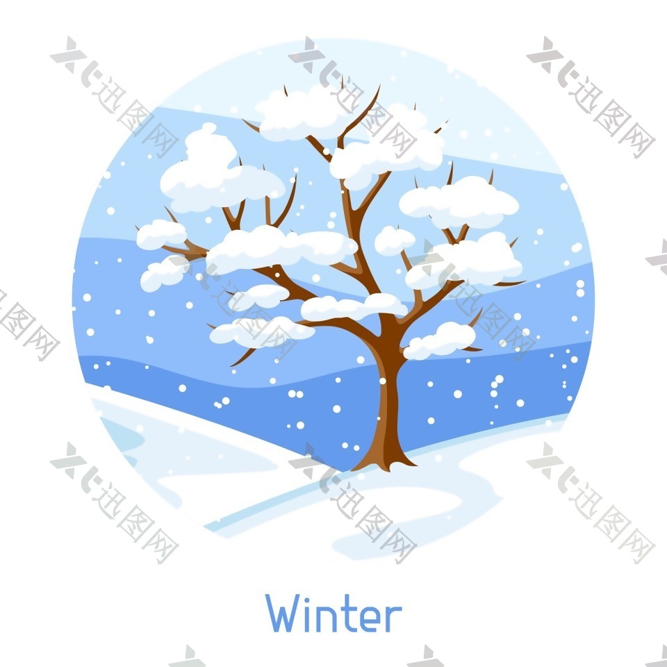 冬天的大树插画