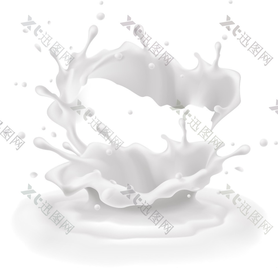 手绘迸溅的牛奶元素