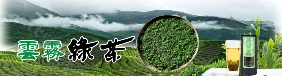 绿茶茶田促销背景