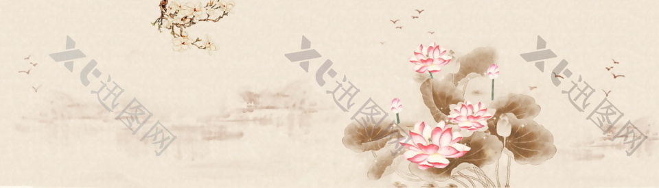 手绘花卉花纹背景图