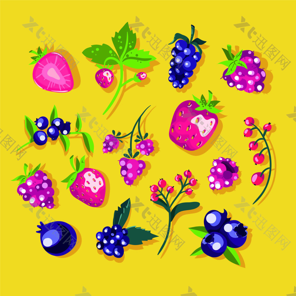 蓝莓矢量卡通装饰元素