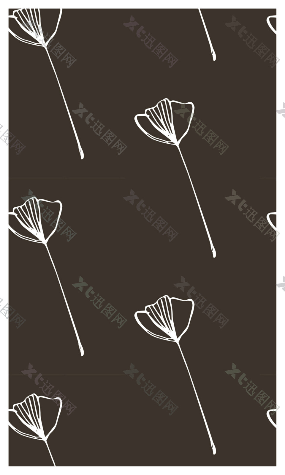 黑白花朵无缝背景图