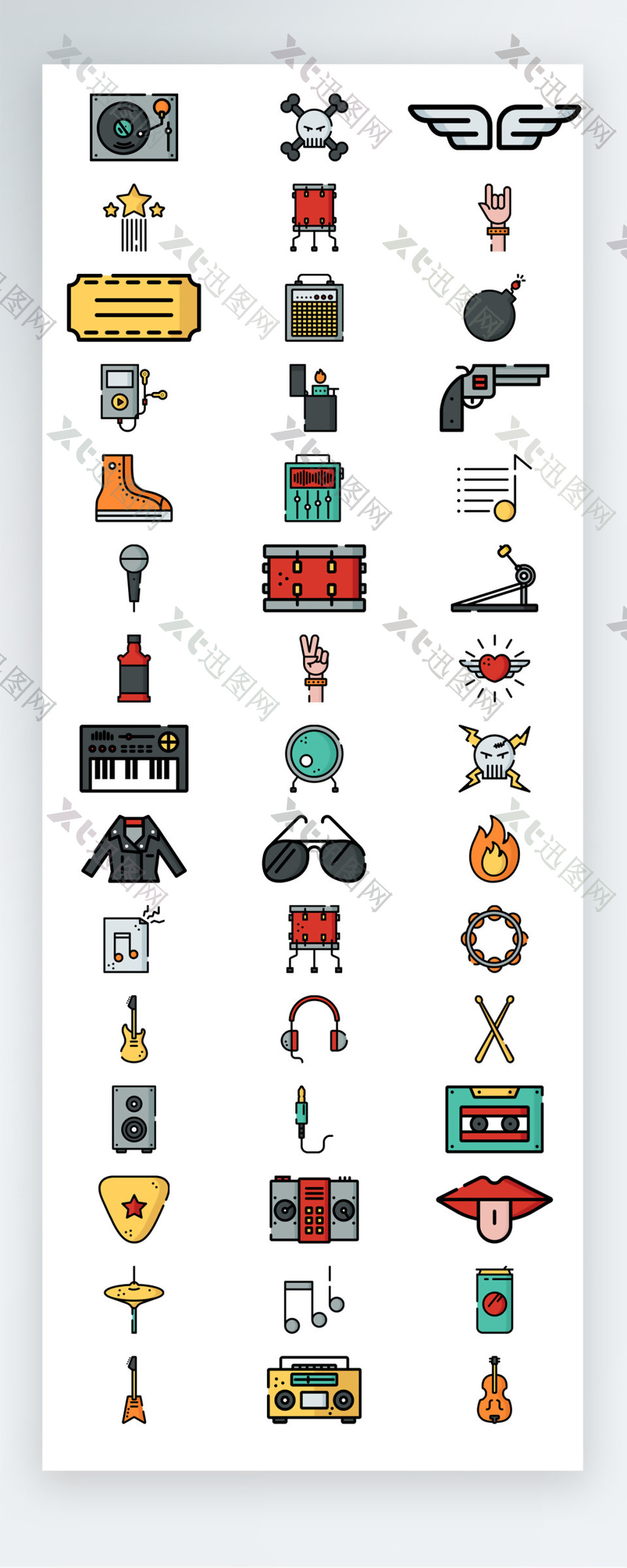 摇滚音乐会图标彩色图标素材icon