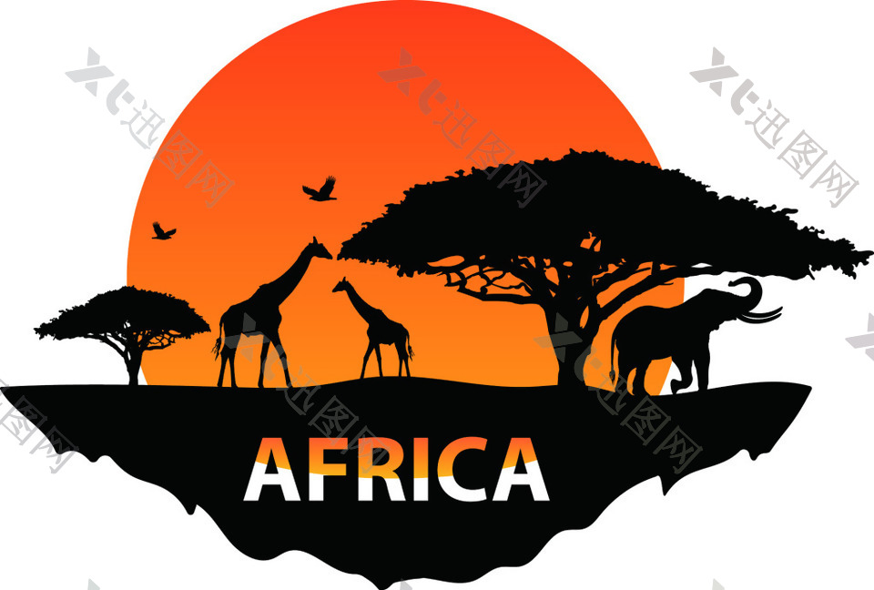 非洲矢量太阳海报