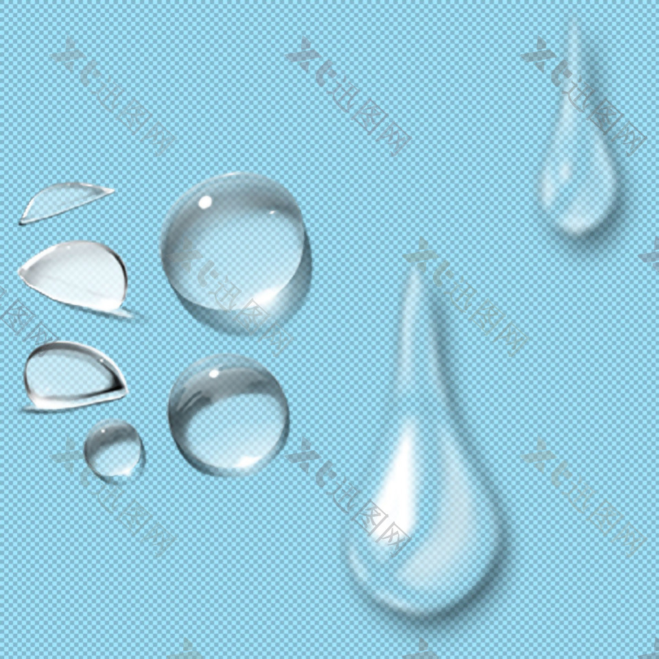 不同形状的水滴免抠png透明图层素材