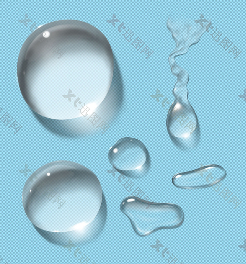 不同形状水珠免抠png透明图层素材